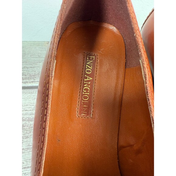 Vintage 90s Enzo Angiolini Women Brown Leather Square Toe Heel Pumps Y2K 9.5M - Picture 13 of 16